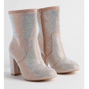 TORRID NWT Stretch Embellished Bootie (WW) Taupe